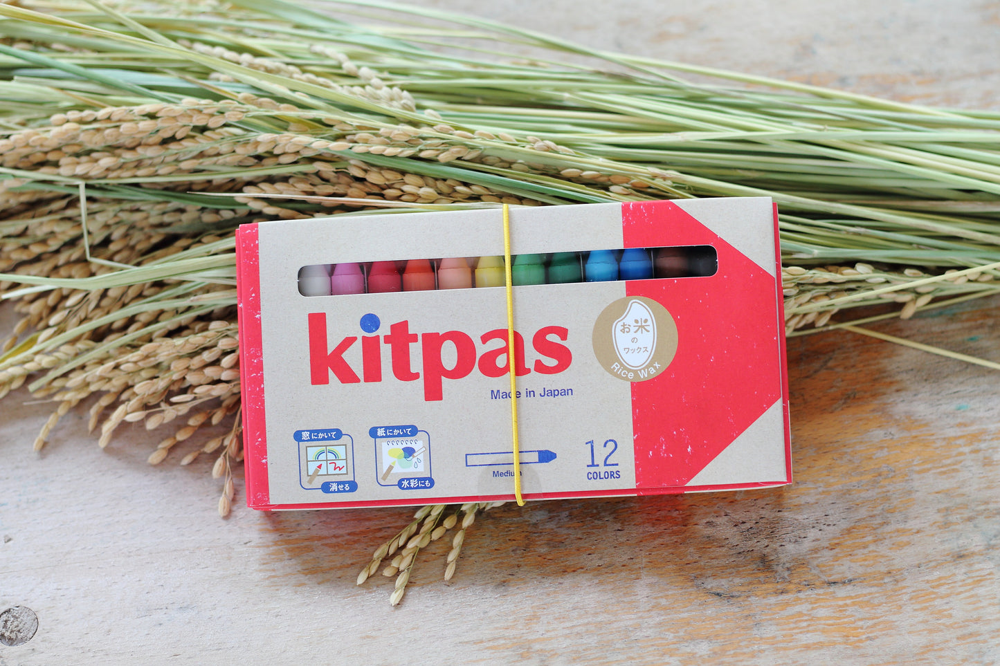 Kitpas Rice Bran Wax Art - Crayons 12 Colors