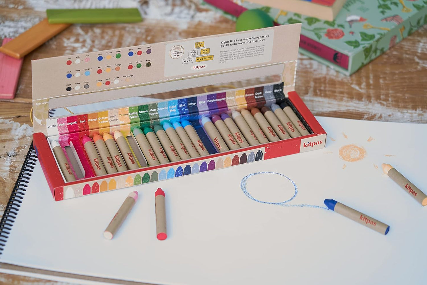 Kitpas Rice Bran Wax Art - Crayons 24 Colors