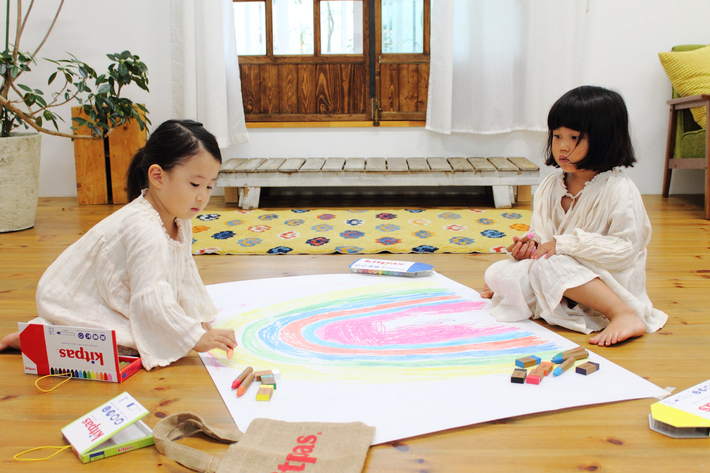 Kitpas Rice Bran Wax Art - Crayons 12 Colors