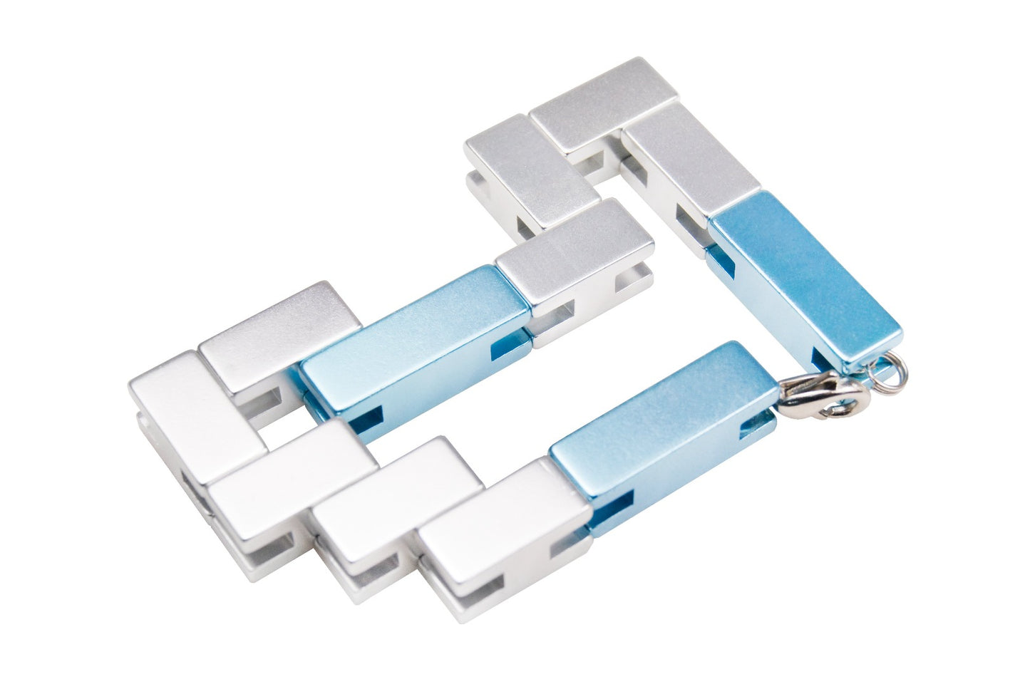 Colgante Pulsera Rompecabeza Azul Plateado