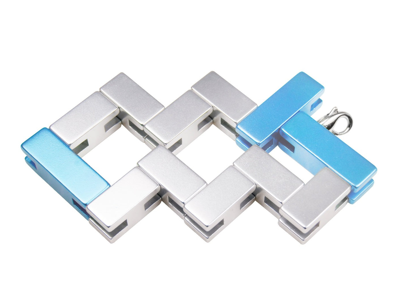Colgante Pulsera Rompecabeza Azul Plateado