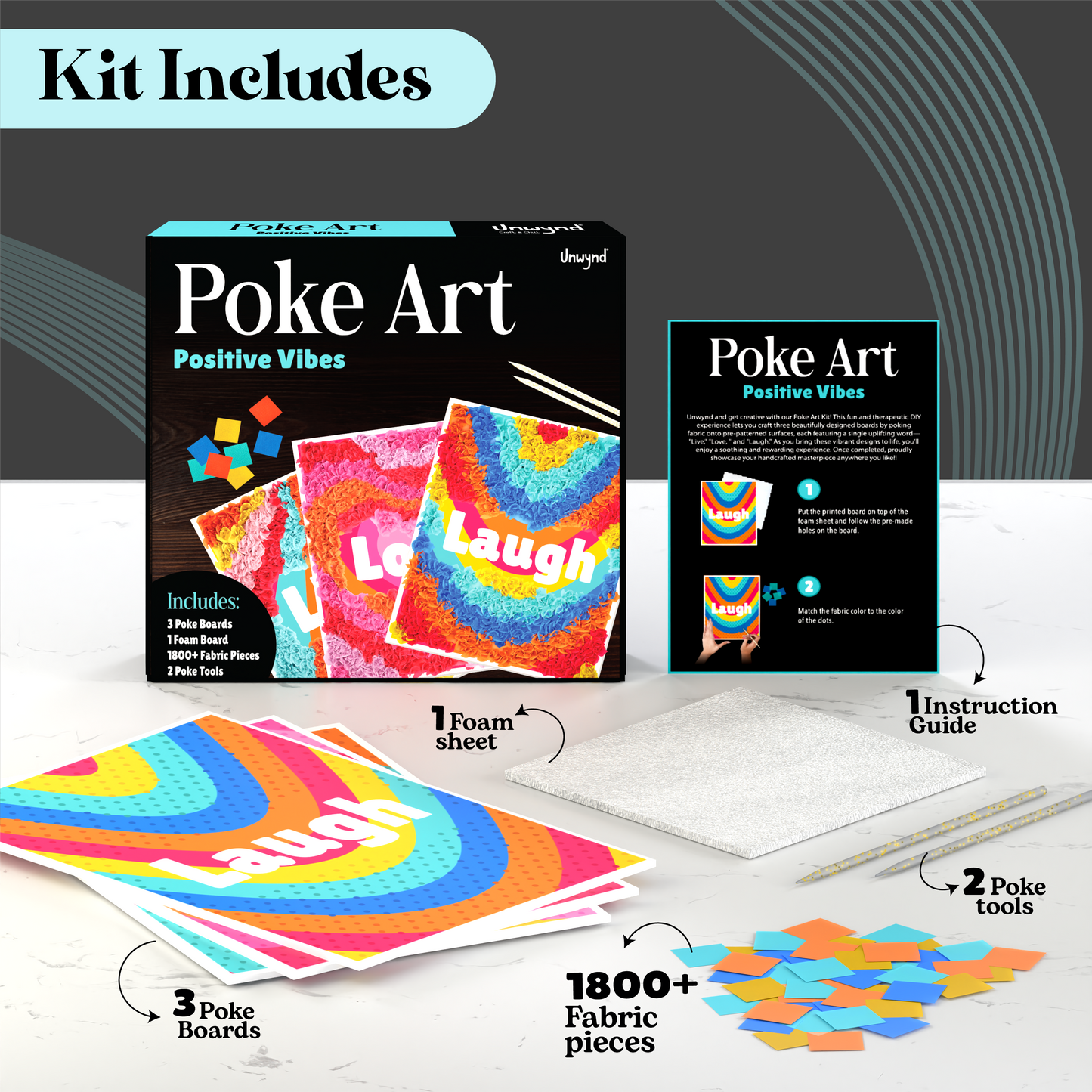 Unwynd – Kit Créatif Poke Art Positive Vibes