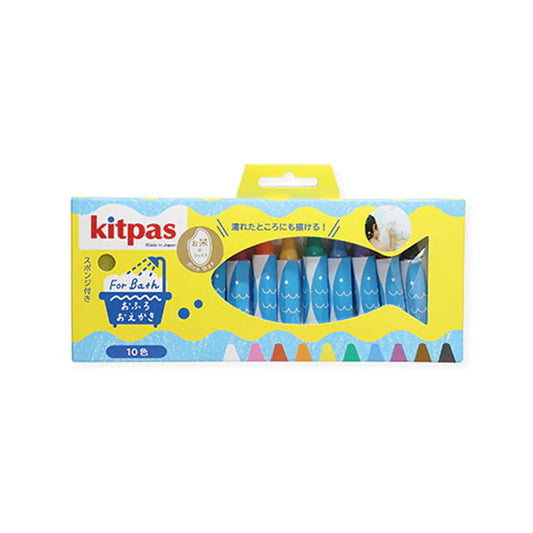 Kitpas Rice bran Wax Bath - Crayons 10 Colors with Sponge