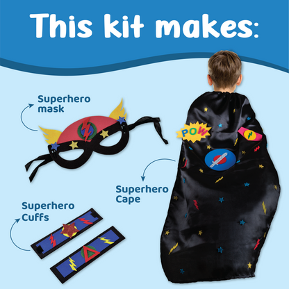 Junior All Things Superhero – Kit Creativo de Disfraz 3 en 1 para Niños