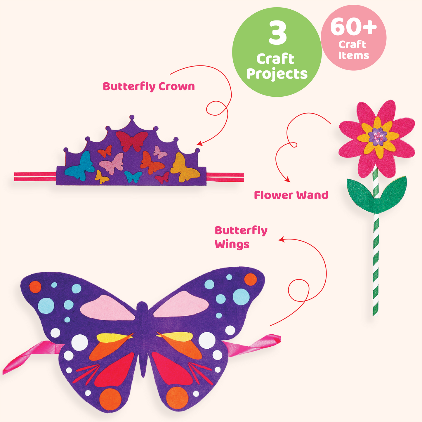 Junior All Things Butterfly – 3-in-1 Costume Craft Kit for Kids
