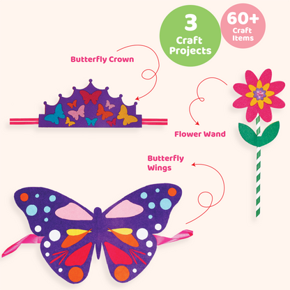 Junior All Things Butterfly – 3-in-1 Costume Craft Kit for Kids