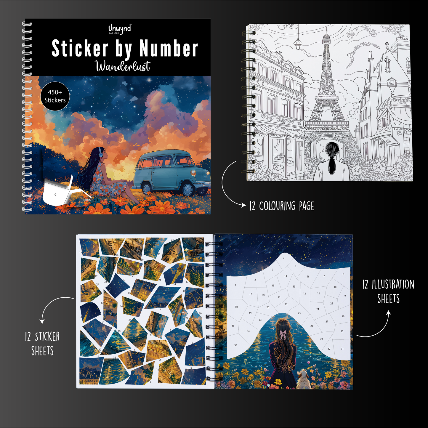 Unwynd – Libro Sticker by Number Wanderlust