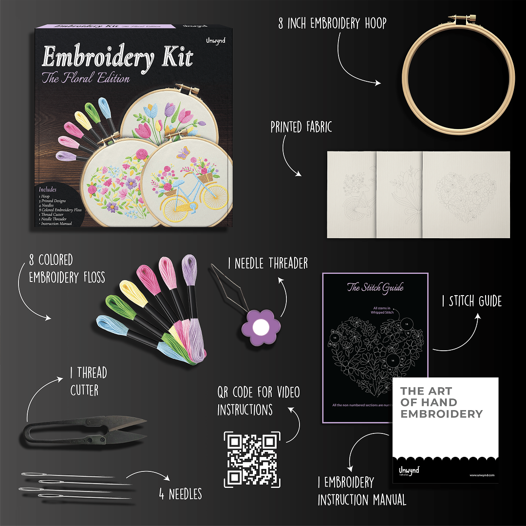 UW - Embroidery Art Floral Pack of 3