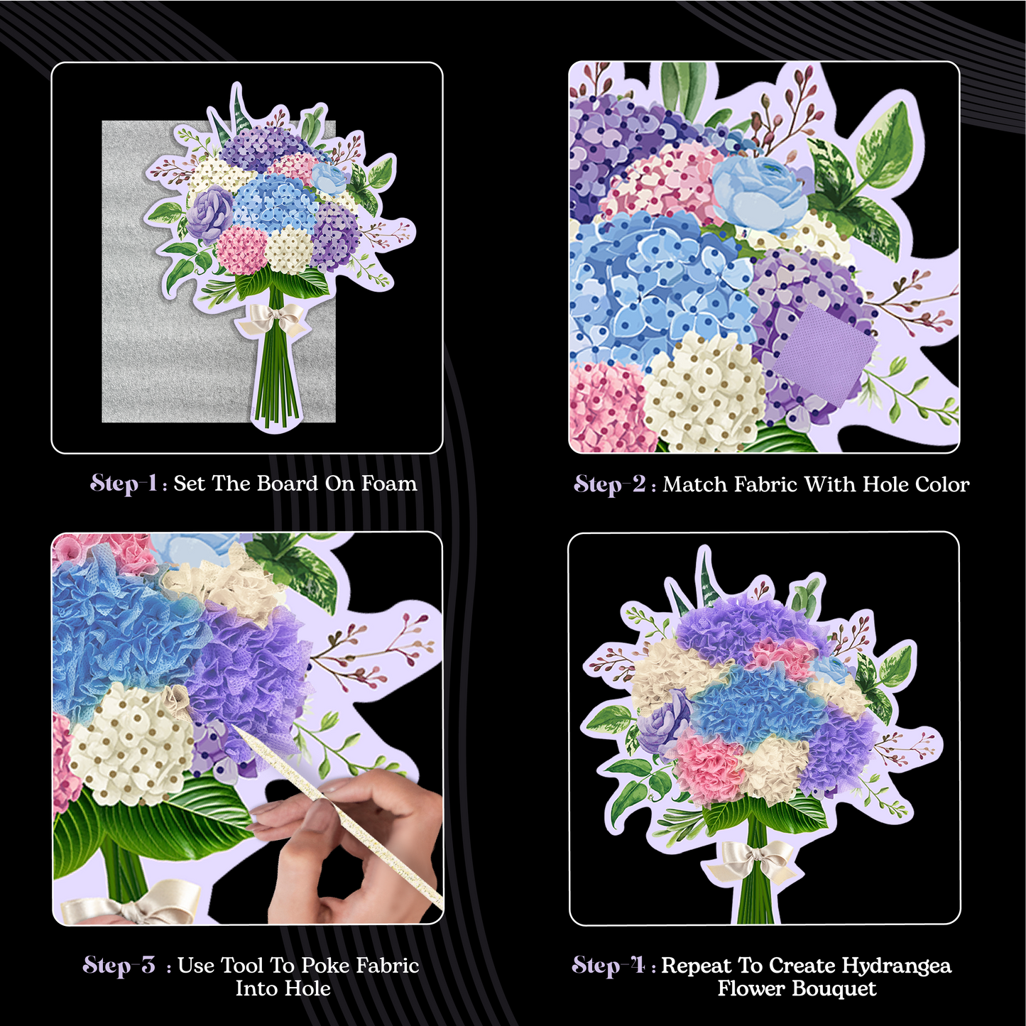 Unwynd – Poke Art Hydrangea Flower Bouquet Craft Kit