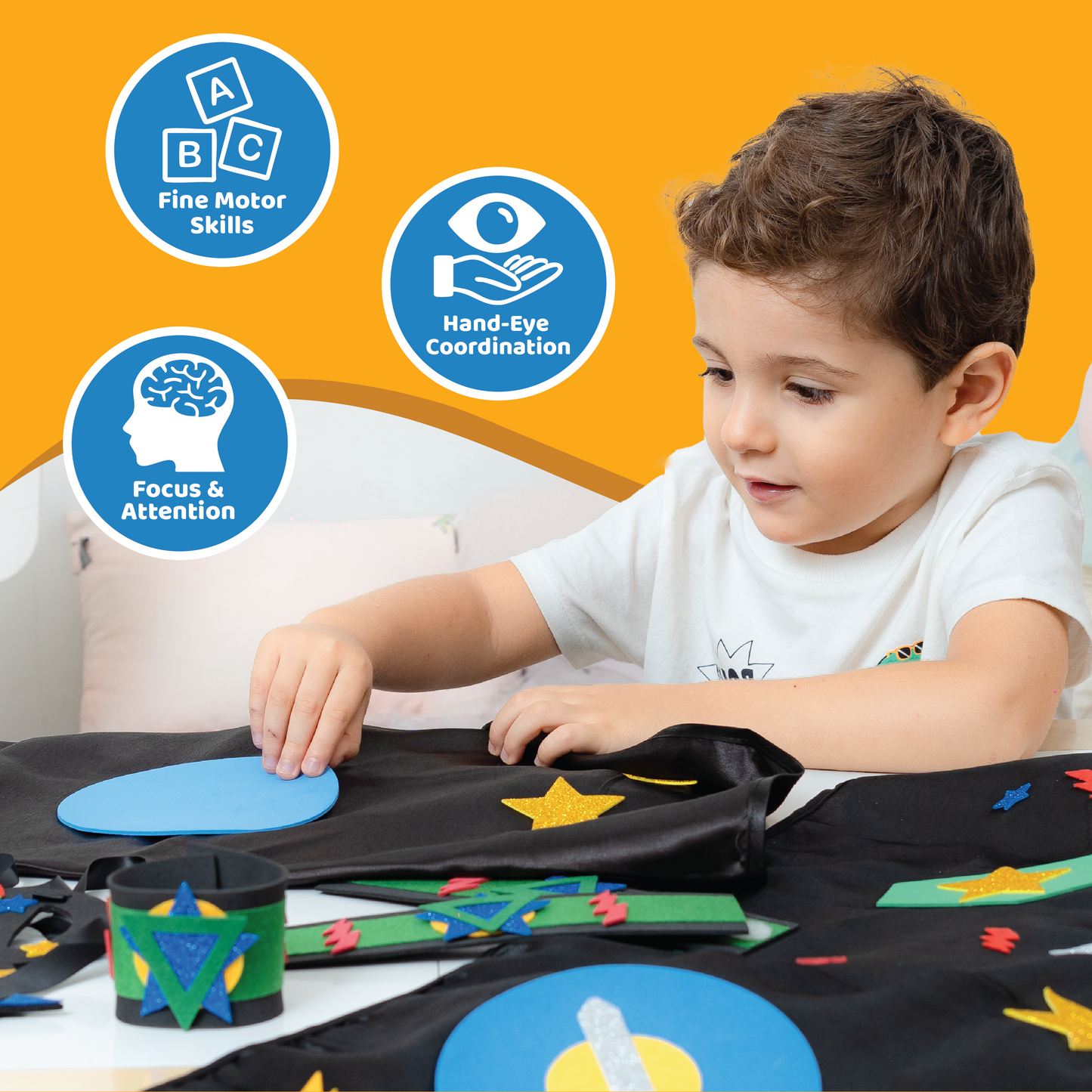 Junior All Things Superhero – Kit Creativo de Disfraz 3 en 1 para Niños