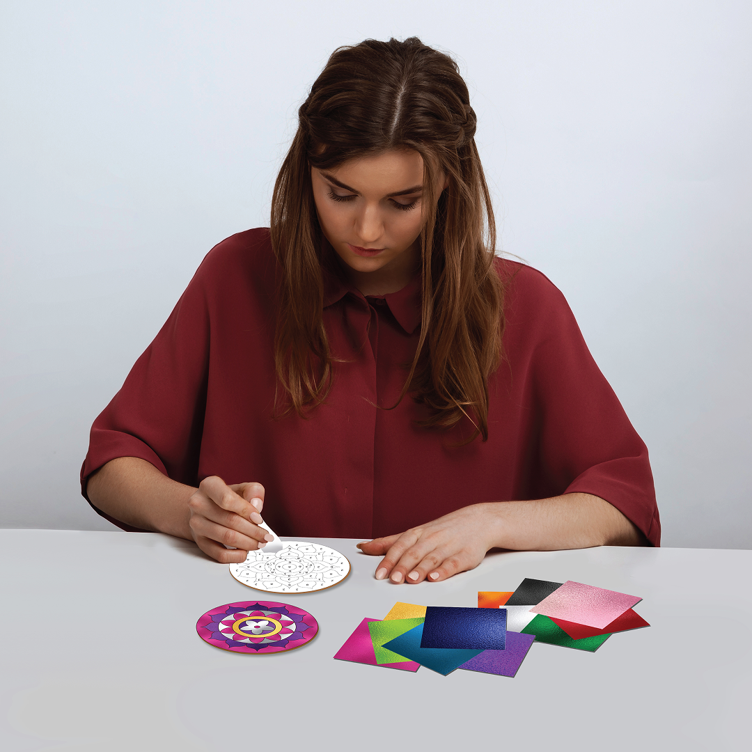 Unwynd – Foil by Number Mandala Coaster Craft Kit