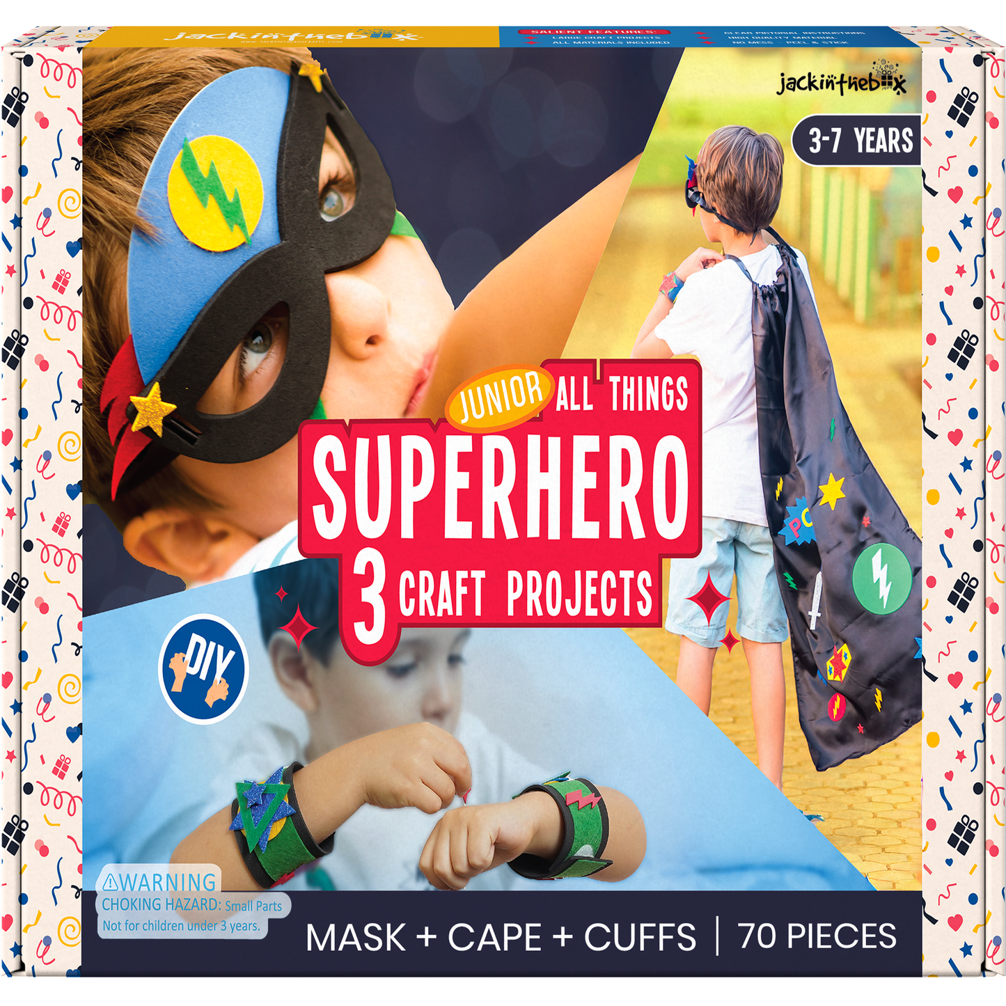 Junior All Things Superhero – Kit Creativo de Disfraz 3 en 1 para Niños