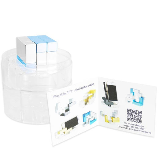 Mini Metal Cube Silver Blue Cubo Metálico